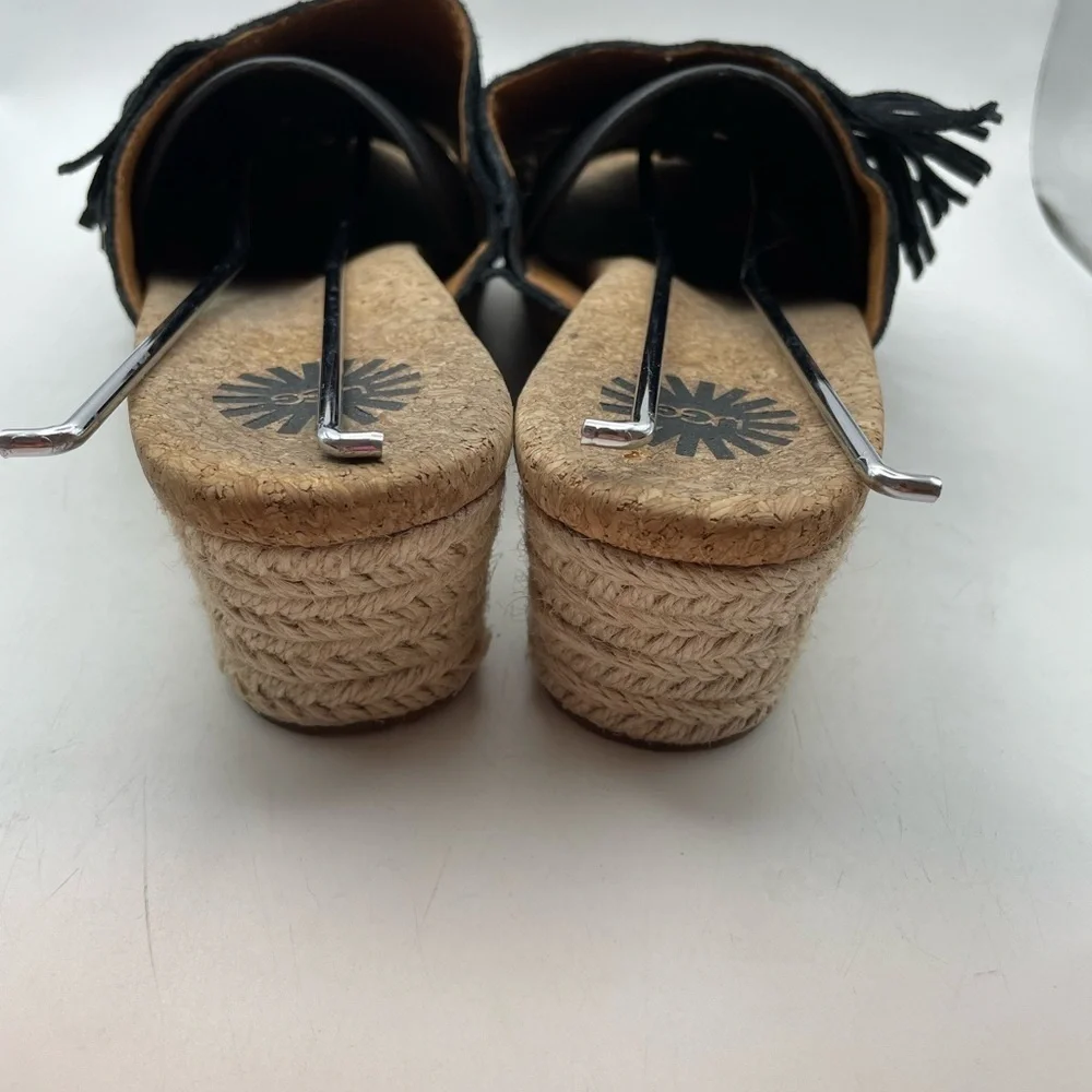 UGG Danes black fringe suede wedges size 7